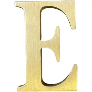 1.77 Inch Height Self Adhesive Solid Brass 4.5CM English Letters Gold Wall Sticker DIY Mail Box House Address Numbers For Home Wall Decor Hardware (Letter E)