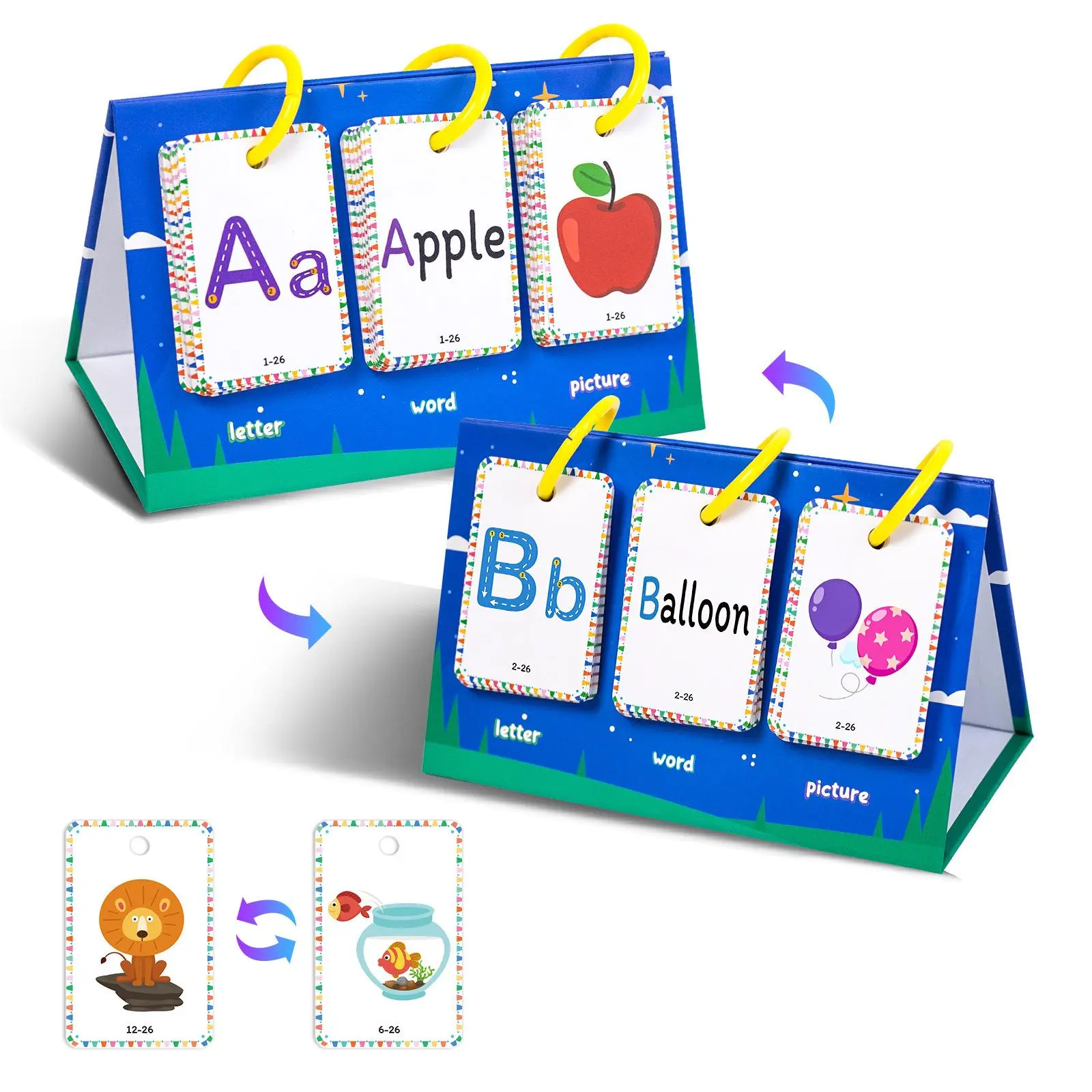 Random Color CVC Words Game, 1 Set Phonics Game for Home School, Sight Words Letter Flash Cards Spelling Reading Learning Games, Bilingual Instruction Cards