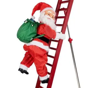 The Original! 2025 Electric Climbing Ladder Santa Claus with Music AA Battery Powered Christmas Tree Decoration Sturdy Plastic Gift Bag Included