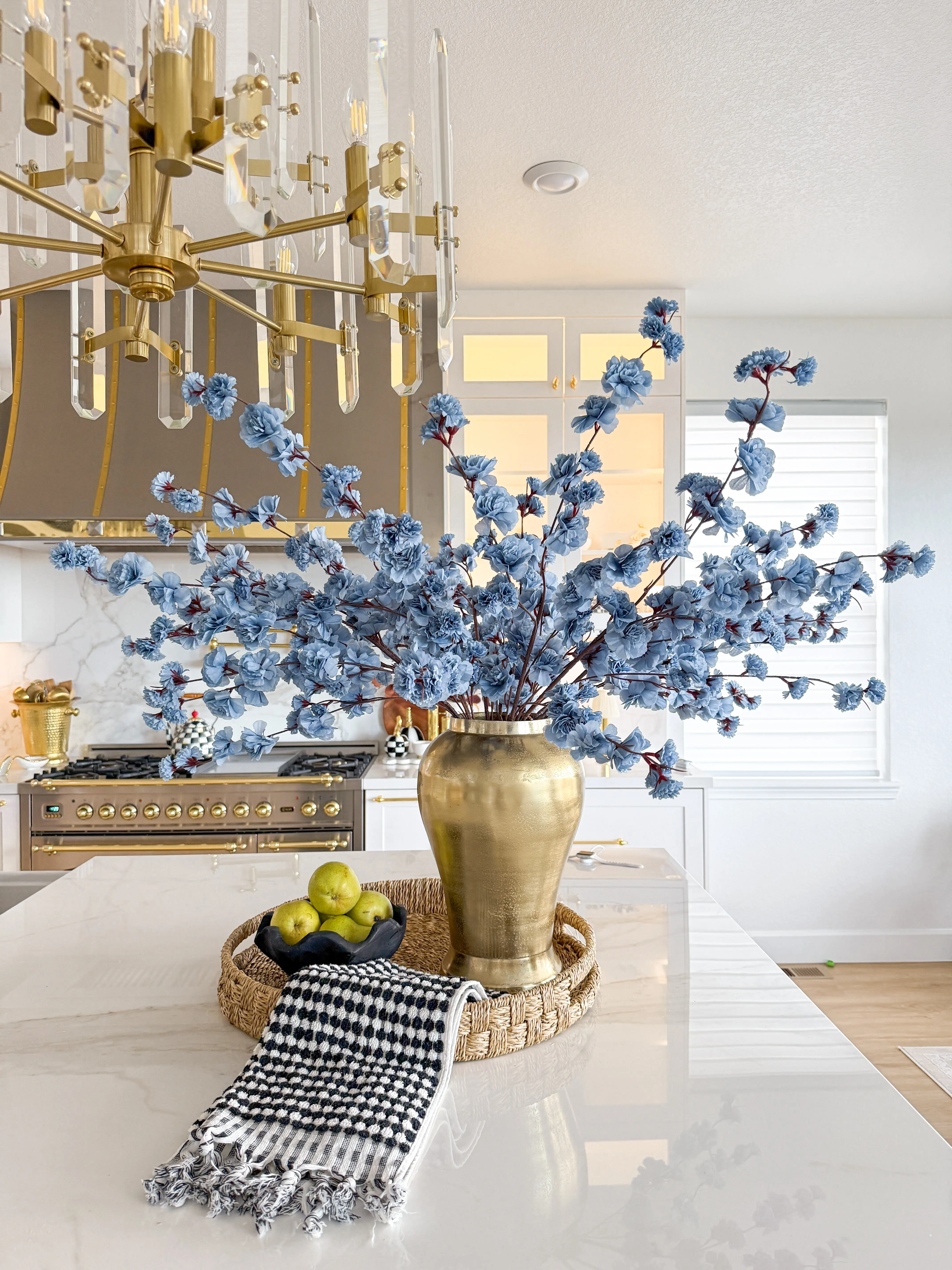 Faux Blue Cherry Blossom Stem (Pack of 3 Stems