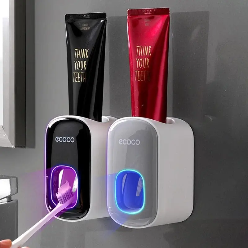 Toothpaste Dispenser, 2 PCS Automatic Toothpaste Squeezer Dispenser for Kids & Family Shower, is Wall Mount Bathroom Accessories with Super Sticky Suction Pad