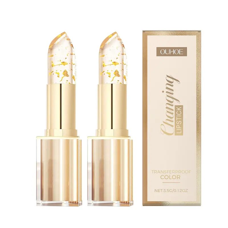 Color Changing Lip stick, Transferproof Color Changing Lipstick, Gold Crystal Color Changing Lipstick, Long Lasting 24 Hours Moisturizing Glossy Shine Lip Gloss