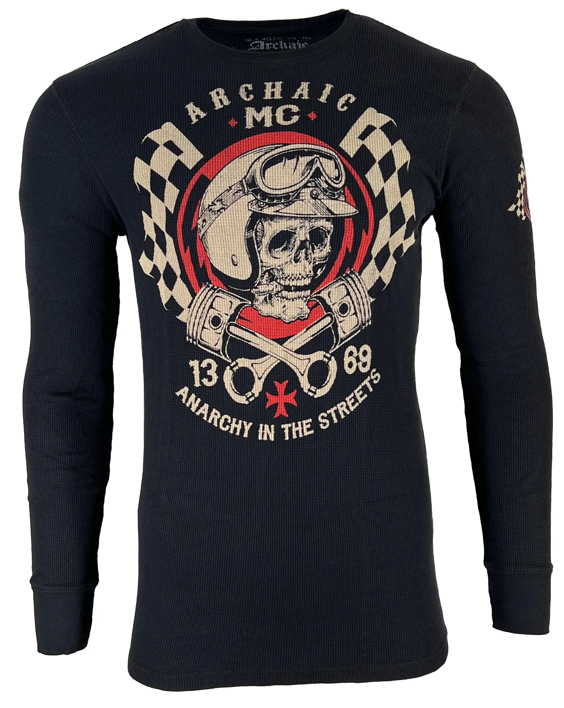 ARCHAIC am1175 Fashion Normal Type Mechanic-Themed Men's 100% Cotton Crew Neck Long Sleeve Thermal T-Shirt - Printed Front, Printed in USA, Designed in USA, Casual Wear, Pull On, Cold Wash