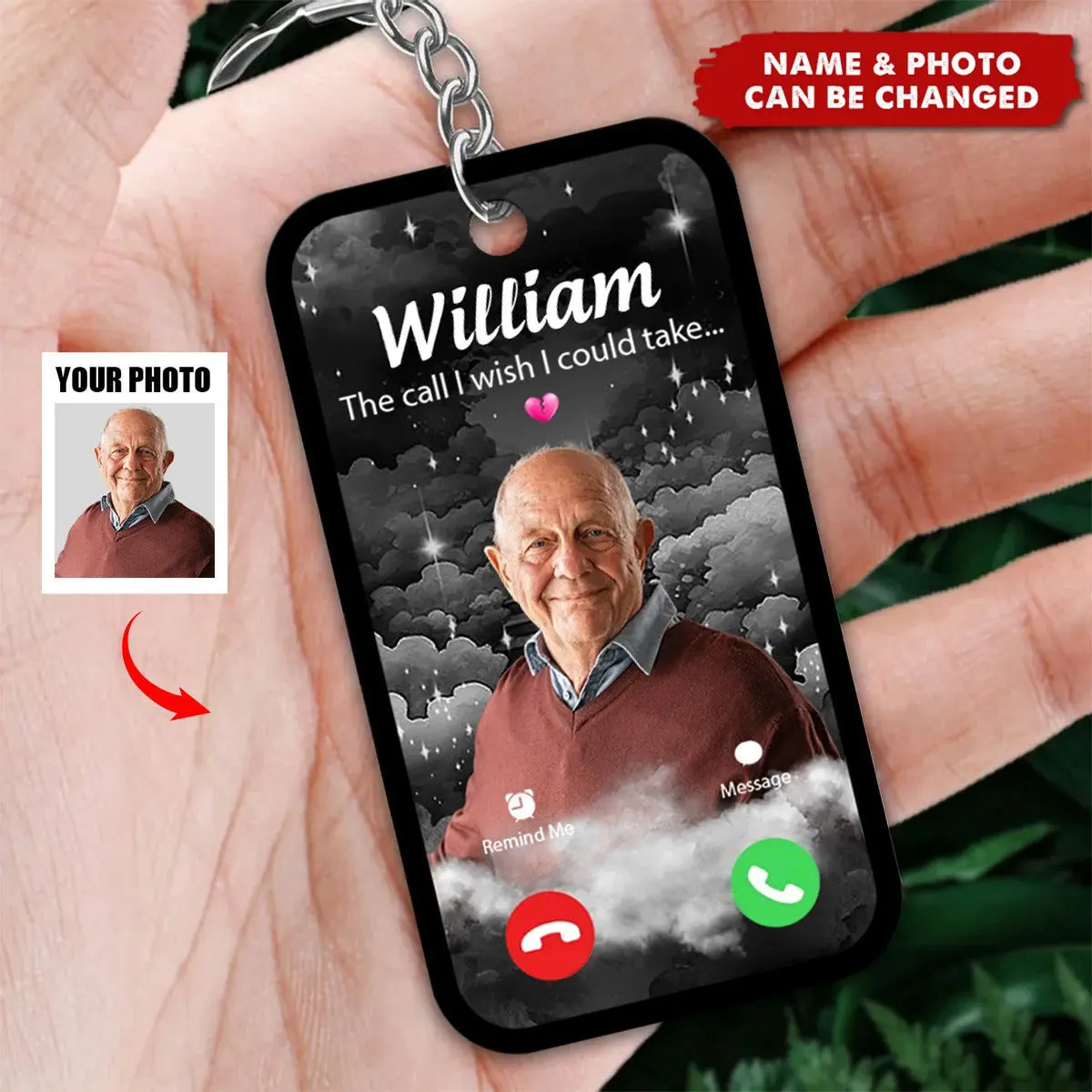 Personalized The Call I Wish I Could Make Keyring, Custom Memorial Heaven Gift, Fathers Day Gift, Loss Of Dad Gift, Unique Sympathy Gifts