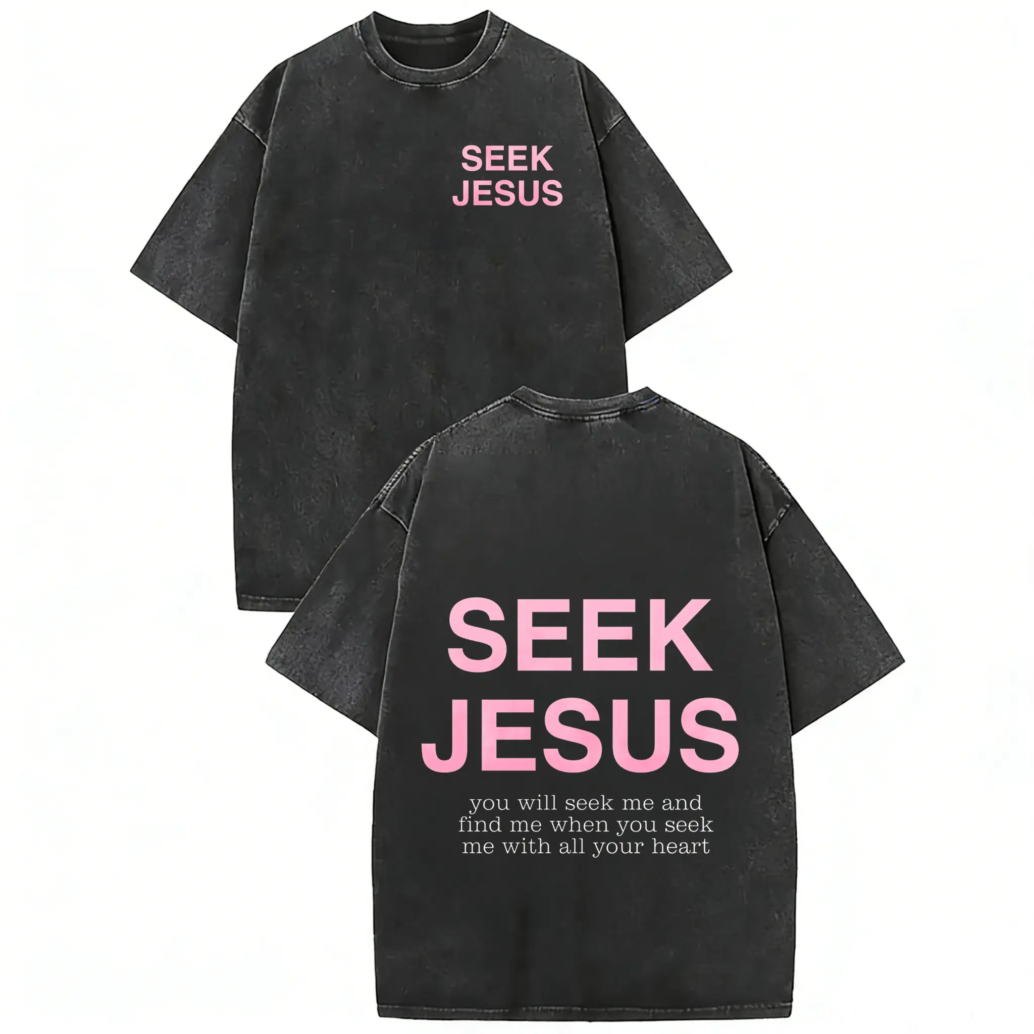 Women's Cotton Short-Sleeve Fitted Round Neck Christian T-Shirt - Double-Sided Washed Fabric, Vintage Jesus Christ Graphic, Faith-Based Fashion, Gym & Everyday Casual Top, Cross Graphic Tee, Cross Graphic Women's T-Shirts