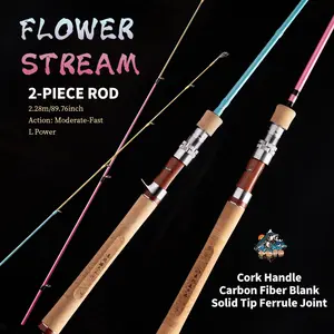Yushan Flower Stream MAX 7.6ft L Spinning Rod | Micro Lures, Long Cast | 2-Piece, Med-Fast, Extended Handle