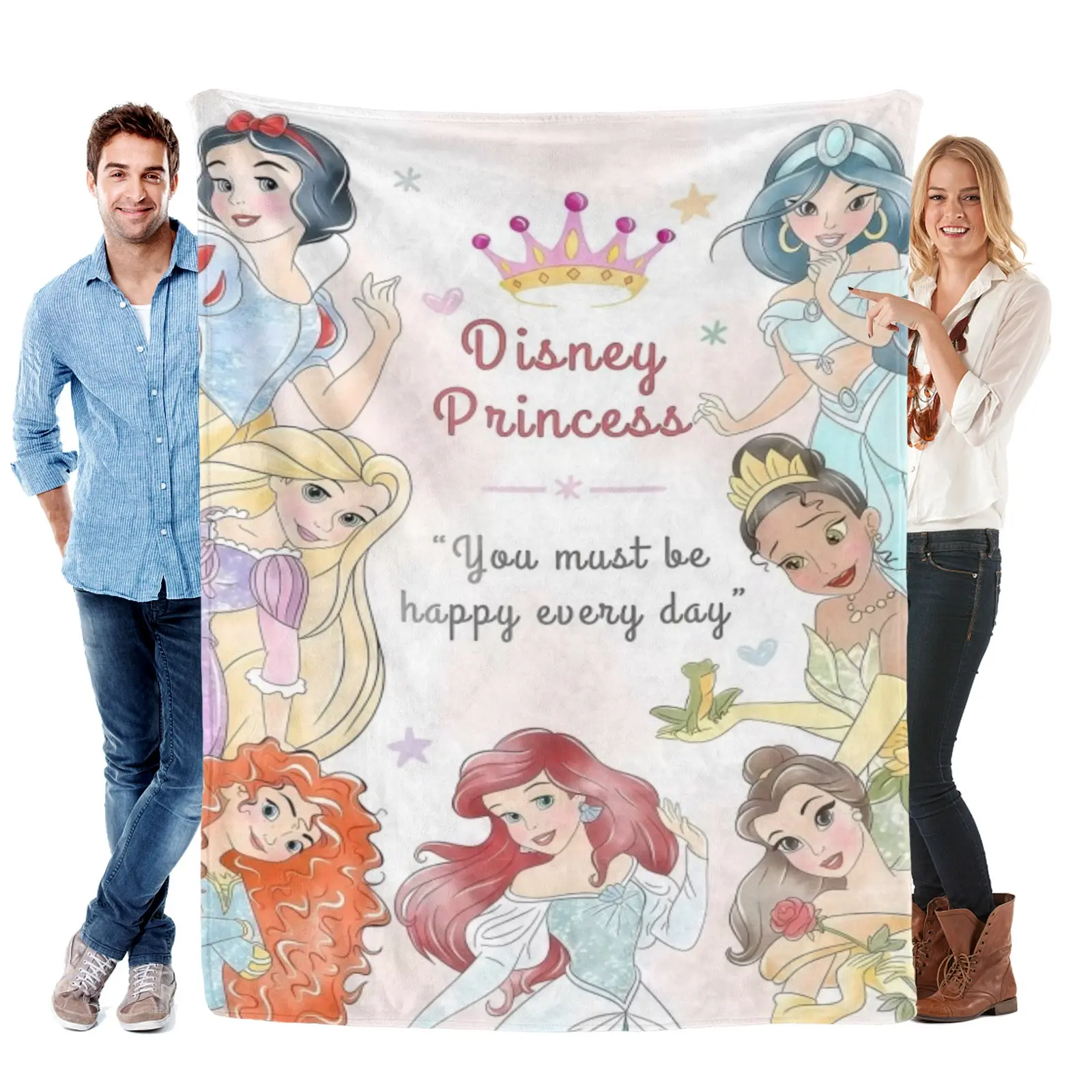 Disney Princess Multi Princess Blanket, Cozy Plush Disney Blanket Frozen Blanket For Teen Girl Aesthetic Bedroom