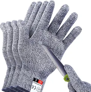 4 Pack Cut Resistant Gloves (M+L) Level 5 Protection Kitchen Gloves, Upgraded Anti-Cut Safety Gloves for Meat Cutting, Wood Carving.