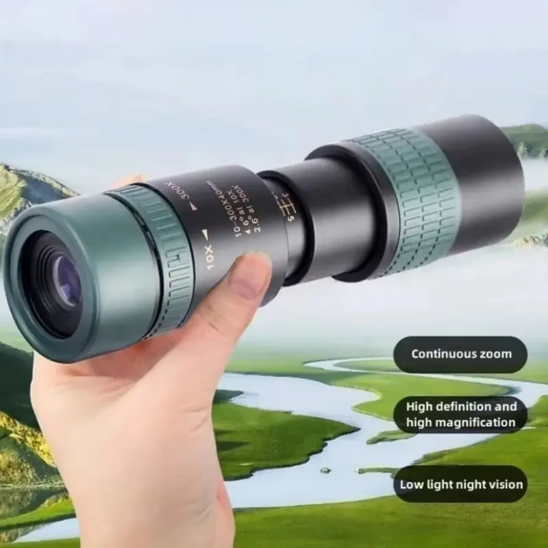 10-300X Zoom High Definition Powerful Monocular Telescope, Remote-Controlled Portable Professional Hunting Gear for Sports & Outdoor Camping Hiking