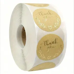 1000 sheets/2 rolls, gold thank-you stickers, Self Adhesive Label, 1 inch - perfect for wedding gifts, packaging sealing, party decoration, and envelope sealing