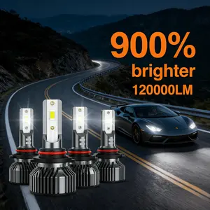 9005-H11 & HB3 Powersport Bulbs 66000LM Super Bright, 6500K Cool White 9005 Bulbs with Fan, 60000+ Hrs, IP68, Easy Plug-N-Play, Driving Fog Spot Light, Pack of 4