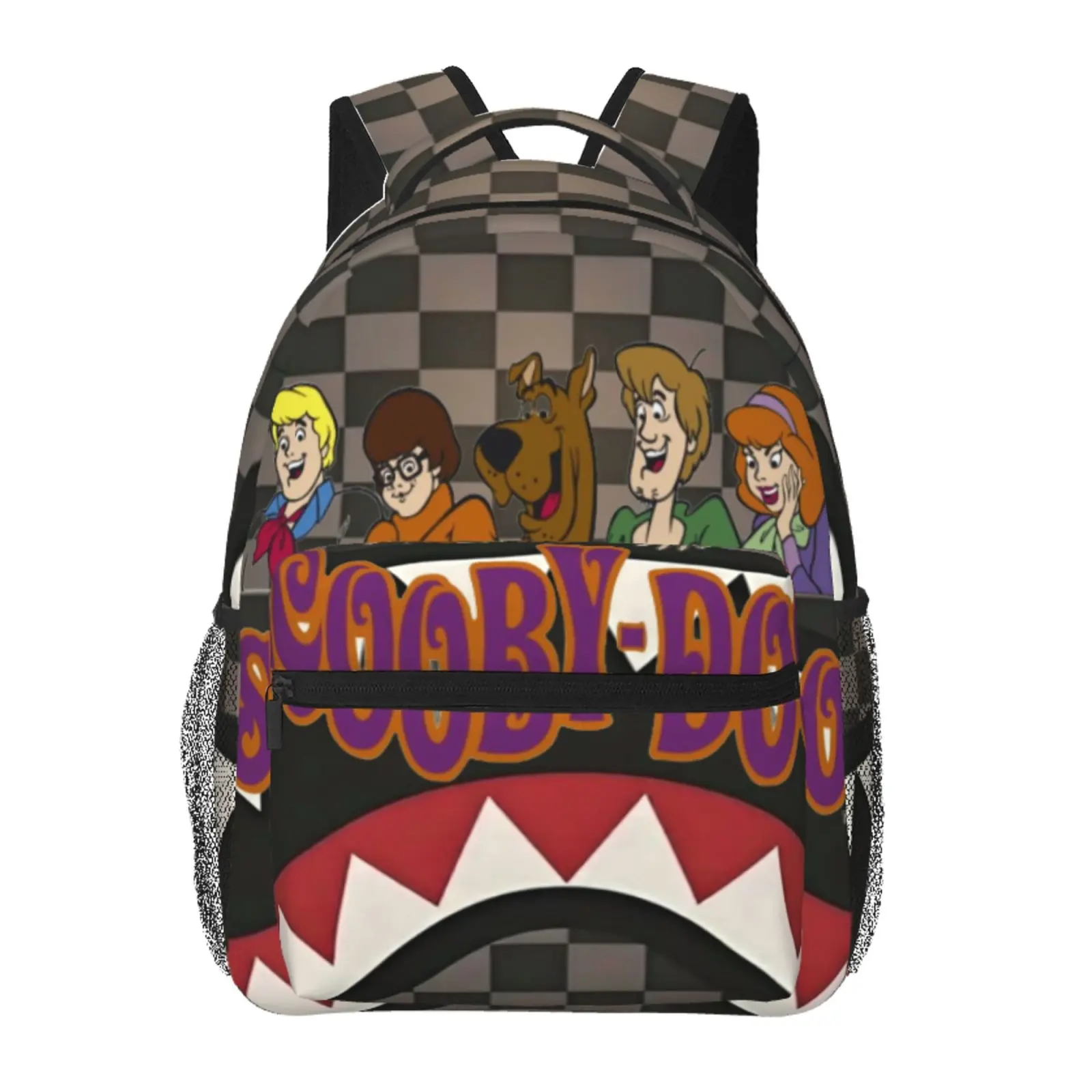 SG Backpack – Scooby-Doo Gang Standing Logo Graffiti Checkered Laptop Bag, School/Commuter Bag, Y2K Cartoon Style, Cute Gift for Teen Girls and Students