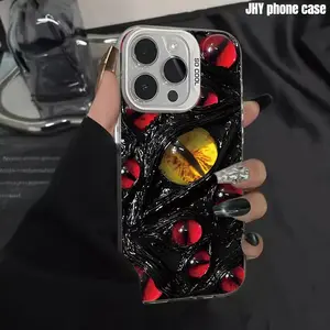 Trendy and Cool Full Screen Devil's Eye Pattern Phone Case, Suitable for iPhone 17 16ProMax 17 16Pro 17 16Plus 17 16 15ProMax 15Pro 15Plus 15 14ProMax 14Pro 14Plus 14 13ProMax 13Pro 13 12ProMax 12Pro 12 11ProMax 11Pro 11, Non Stereoscopic Flat Print, Phon