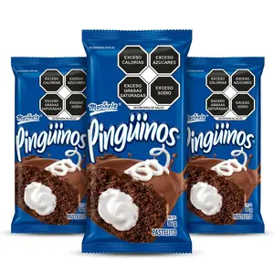 Marinela Pingüinos Chocolate Snack Cakes - 3 Pack | Authentic Mexican Creme-Filled Cakes (240g)