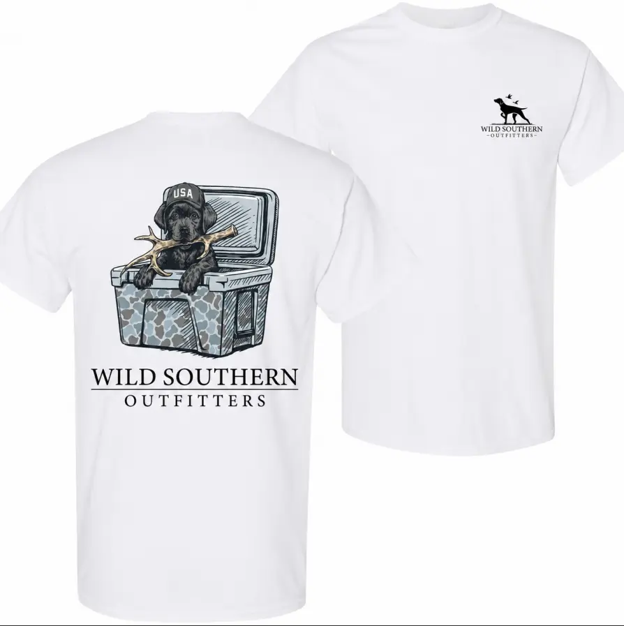 Wild Southern Outfitters Round Neck Short-Sleeve Casual Camo Labrador Shed Hunting T-Shirt, Men’s Clothes Southern Lifestyle Graphic Top for Men, Shortsleeve, T Shirts Menswear Checked.