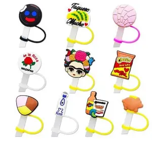 Mexican Inspired Drinking Straw Covers Caps, Mexico Reusable Portable Drinking Straw Tips Lids, Straw Toppers for Tumblers, Dust Proof Plugs Protector