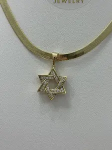 Omega 50CM Gold Plated Star of David Pendant Necklace for Women Fashion Jewelry