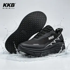KKB Men's Orthopedic Cushion Work Walking Shoes - Anti-Skid, Oil-Safe Grip, Waterproof Slip-On, Foam Arch Fit, Moisture-Resistant Casual Trainers for Food Service Chefs, All-Seasons Dry Footwear