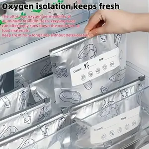 30 Packs Thickened Aluminum Foil Freezer Bags Standable Leakproof Airtight With Label Design Reusable Large Capacity Fresh Keeping Home Kitchen Food Freeze Refrigerate Food Safe Storage Bags