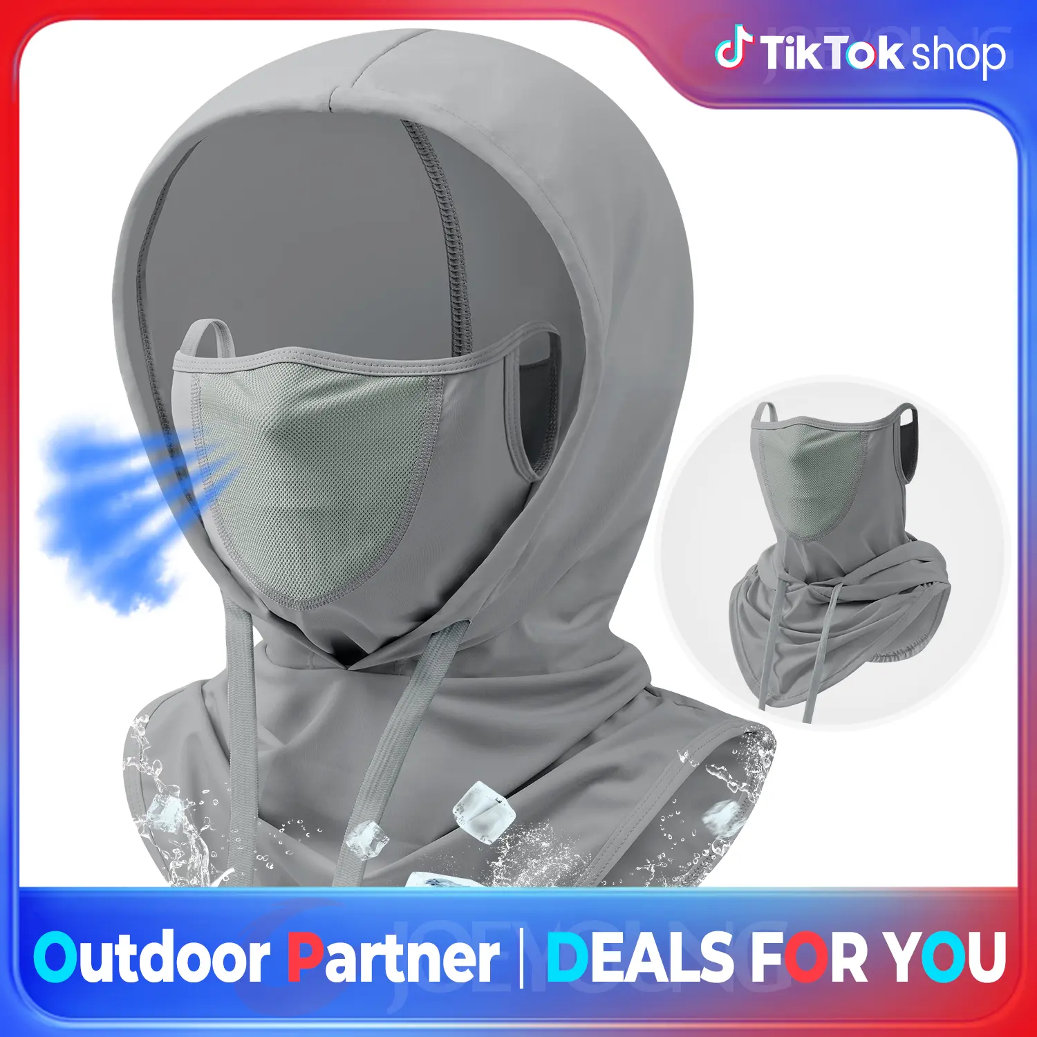 Unisex 3-in-1 Cool & Breathable Mesh Balaclava Hood - Convertible Ski Mask, Imported Polyester Head Covering with Elastic Closure, Sun UV Protection, All Seasons, 1 Size, Hood/Face/Half Face Use for Skiing, Gardening