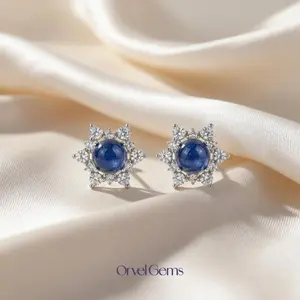 Natural Kyanite & Aquamarine Starburst Earrings | Sparkling Celestial Design for Everyday & Special Occasions