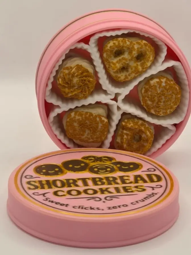 Shortbread Butter Cookie Tin and SEWING EDITION Fidget Clickers, 3D Printed