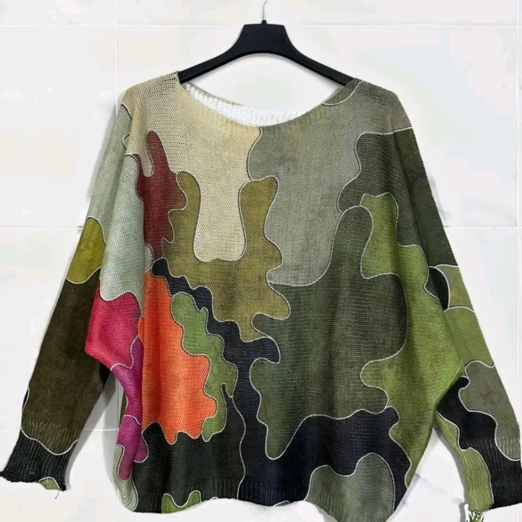 Camo Style Printed Sweater Womenswear
