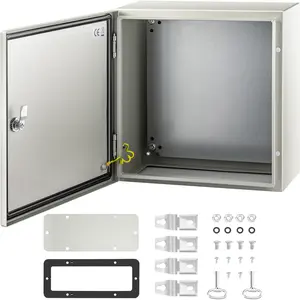 VEVOR NEMA 4X Steel Electrical Enclosure, 16x16x8 in IP66 Waterproof Dustproof Box, with Mounting Plate, for Indoor/Outdoor Use