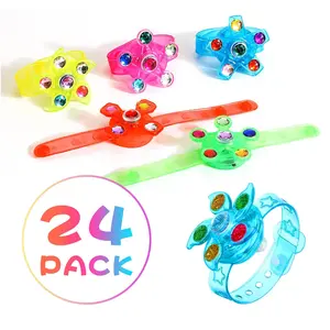 24 Pack LED Spinner Bracelets Dark Fidget Toys for Birthdays Halloween and More Party Accessories
