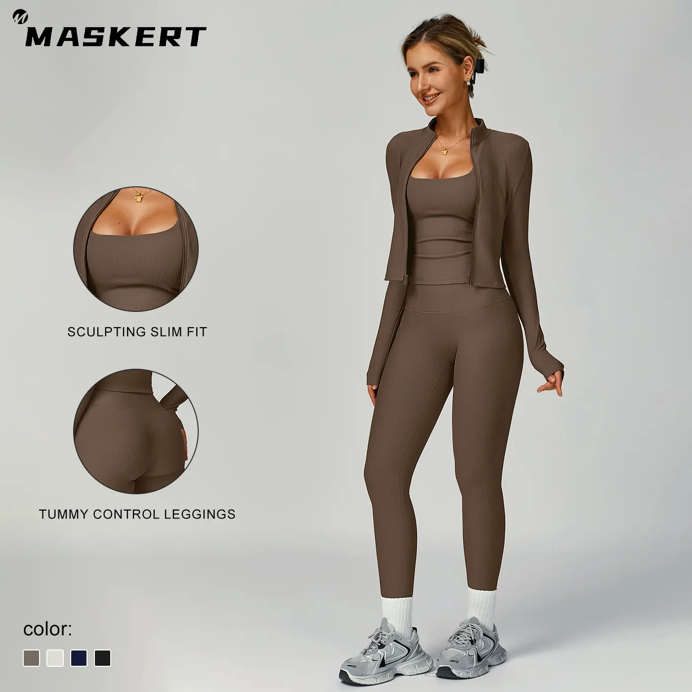 MASKERT  Two piece women's sports suit, gym women's suit, yoga suit, running exercise suit, high elasticity fitness suit, casual exercise suit, skin friendly and comfortable tiktokshopbacktoschool