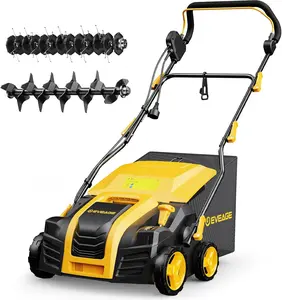 EVEAGE 16-Inch 15-Amp Electric Dethatcher and Scarifier 5-Position Depth Adjustment,Removeable 14.5-Gal Collection Bag,Quick-Fold,Airboost Technology Increases Lawn Health