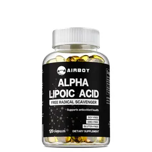 Airboy dietary supplements are gluten-free, soy-free, non-GMO, contain alpha-lipoic acid, 120 capsules, and support antioxidant and blood health.