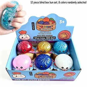 2026 New Glitter Dumpling Squishy with Steamer Box, Soft Sensory Fidget Toy, Stress & Anxiety Relief for Adults, Model 2411xy08, Soft Squishies