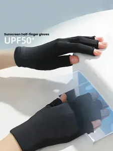 Lightweight Stretch Ice Silk Half-Finger Sunscreen Gloves, Unisex Fashion Accessory, Ideal for Daily Use, Outdoor Activities, Gift