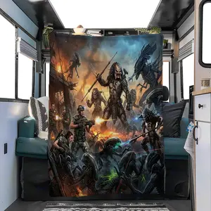 Science fiction movie Aliens vs Predator (15) Pattern Soft and comfortable flannel blanket, home living room sofa, nap time, camping, machine washable all season blanket, holiday gift for family, friends, and movie