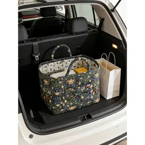 Floral Pattern Fabric Decorative Storage Basket, Portable Underwear Organizer, Home Organization for Kitchen Bathroom Bedroom Living Room Office