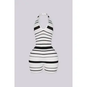Vantleia Plunge Stripe Romper