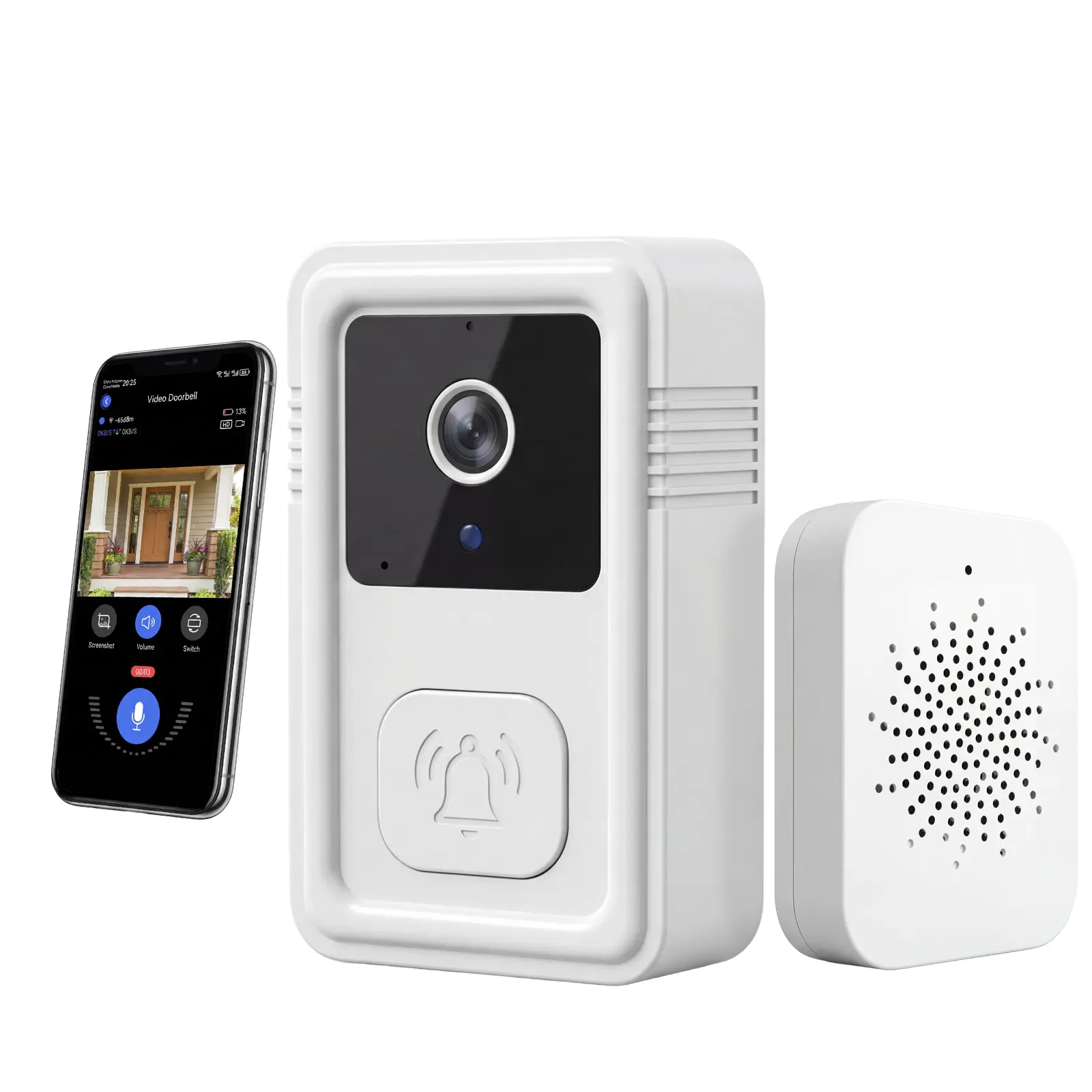 [Smart Doorbell] A smart doorbell set with camera function, two-way audio, high-definition night vision, supports 2.4G Wi-Fi, convenient for home monitoring and security | Stylish and simple design | Advanced audio technology, a perfect holiday gift. talk