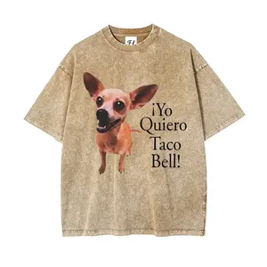 Vintage Yo Quiero Taco Bell Chihuahua Graphic Tee, Retro 90s Fast Food Meme Comfort Outfit, Oversized Washed Dog Lover Top, Perfect Gift For Him Her