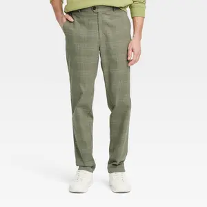 Houston White Adult Plaid Straight Suit Pants - Green S: Cotton Blend, Midweight, 32" Inseam, Fly Button & Zipper