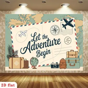 2D Flat Banner Polyester Photography Backdrop, HD Digitally Printed Soft Lightweight Foldable World Map Travel Adventure Theme Background Cloth for Studio Shooting, Portrait Photography, Video Content, Party Decor, and Event Photo