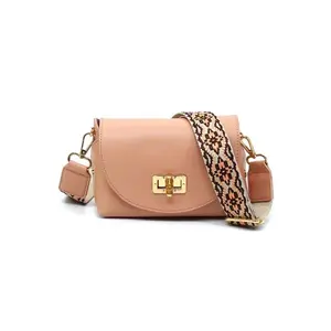 Fashion World Bamboo Twist Lock Flap Crossbody Bag