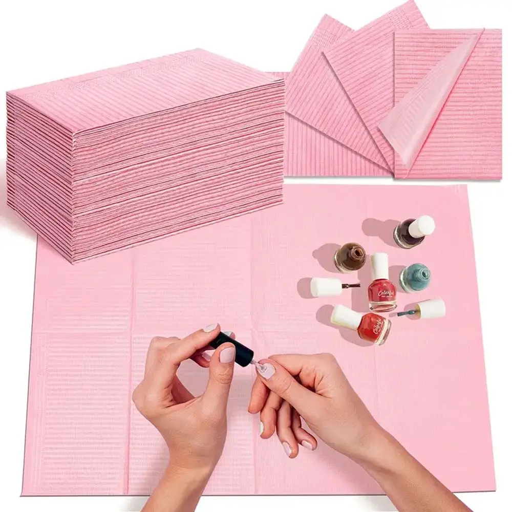 50pcs Disposable Manicure Desk Mat, Waterproof Paper Tablecloth Pad for DIY Manicures, Nail Care, Nail Salon & Home Use, One-Size Fits All Workstation