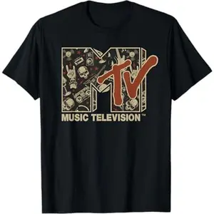 100% CottonMTV Rock n Roll Music Hard Heavy Metal Skull Guitar Vintage T-Shirt