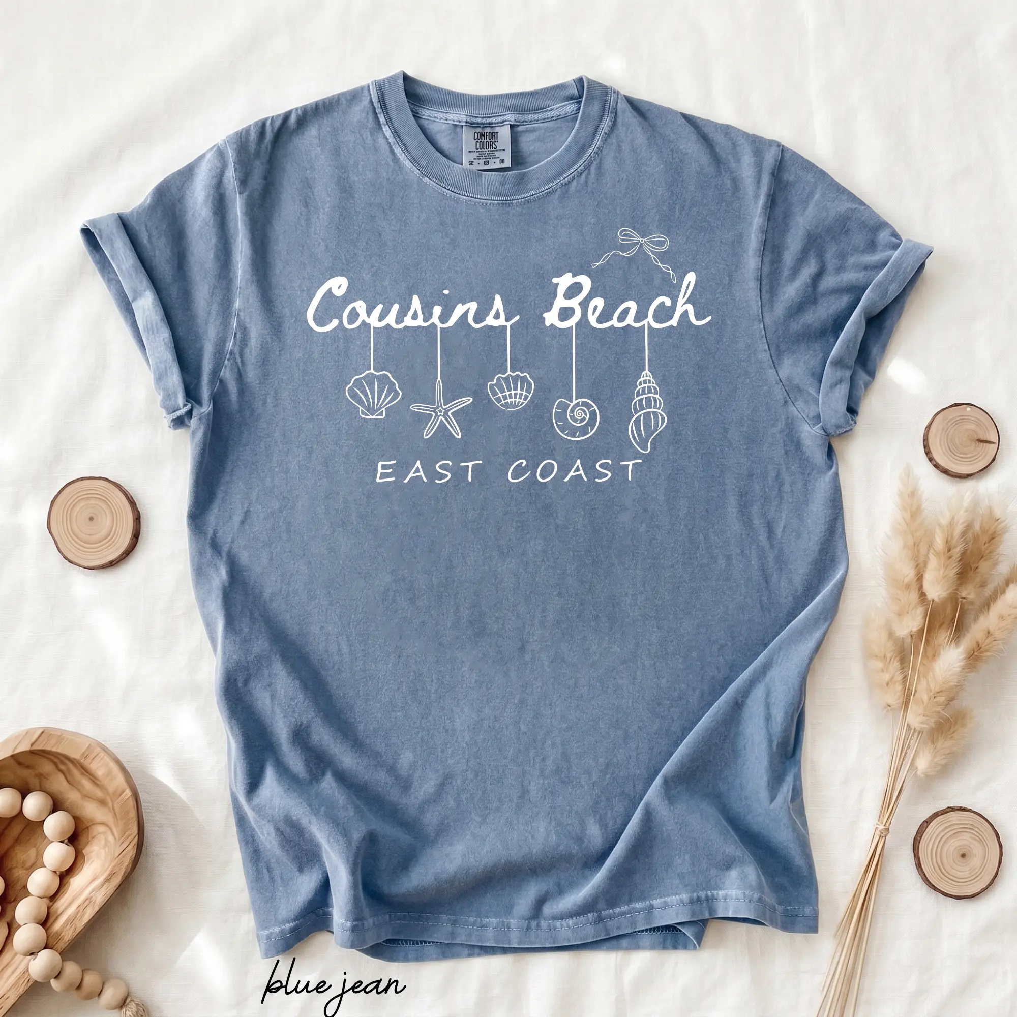Comfort Colors Cousins Beach T-Shirt, East Coast Coastal Graphic Tee, Seashell Summer Beach Shirt, Vacation Gift for Men Women