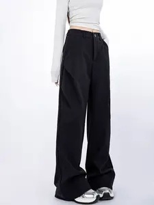 Women's Solid Color Fleece Lined Warm Work Pants, Short Design Casual Sporty Pants, Casual Fitted Pants, Asian Fashion Style, Comfortable and Stylish, Casual Fit Waist