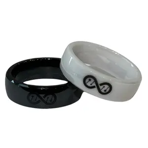 Ceramic Infinity Ring with NFC Technology for Emergency Contacts or Medical Profile Info