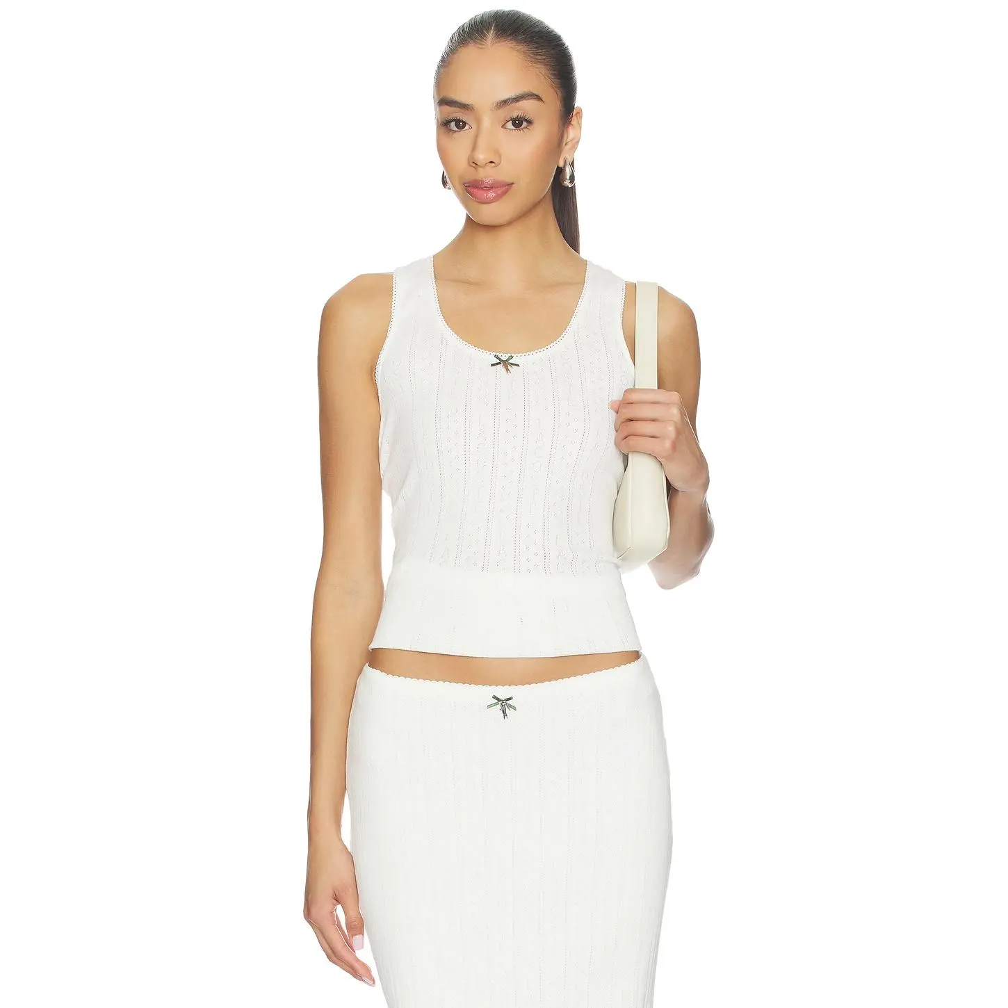Lacoste Pointelle Tank in Flour