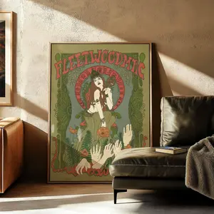 Fleetwood Mac Poster, Vintage Psychedelic Concert Art Print, Retro Rock Band Wall Decor, 70s Music Poster, Classic Rock Home Decoration