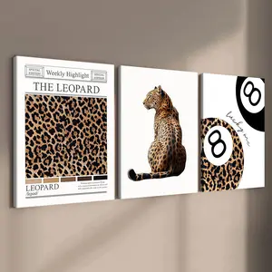 3-Piece Leopard Print Pattern Canvas Art Set, Modern Wall Decor, High-Definition Waterproof Prints, Perfect for Living Room & Hallway